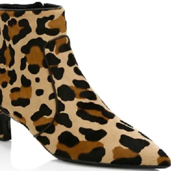 AQUATALIA Marilisa Leopard Calf Hair Kitten Heel Booties Size 8 - Picture 12 of 13